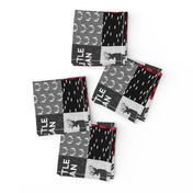 (3" small scale) little man (90) - red and black (buck) quilt woodland