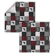 (3" small scale) little man (90) - red and black (buck) quilt woodland