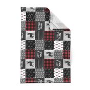 (3" small scale) little man (90) - red and black (buck) quilt woodland