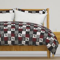 (3" small scale) little man (90) - red and black (buck) quilt woodland