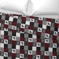 (3" small scale) little man (90) - red and black (buck) quilt woodland