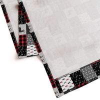 (3" small scale) little man (90) - red and black (buck) quilt woodland