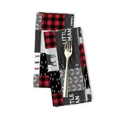 (3" small scale) little man (90) - red and black (buck) quilt woodland