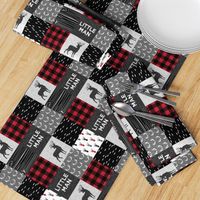 (3" small scale) little man (90) - red and black (buck) quilt woodland