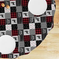 (3" small scale) little man (90) - red and black (buck) quilt woodland