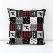 (3" small scale) little man (90) - red and black (buck) quilt woodland