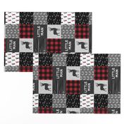 (3" small scale) little man (90) - red and black (buck) quilt woodland