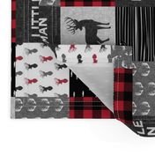 (3" small scale) little man (90) - red and black (buck) quilt woodland