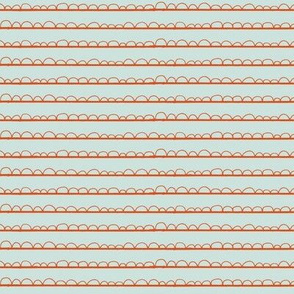 frilly stripe orange/grey blue