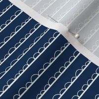 frilly stripe white/navy blue