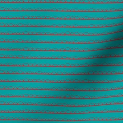 frilly stripe aqua/red