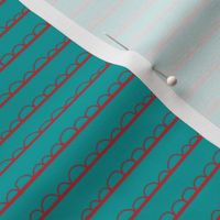 frilly stripe aqua/red