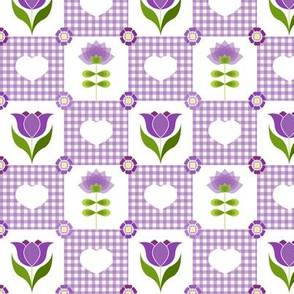 Retro Flowers Garden Purple