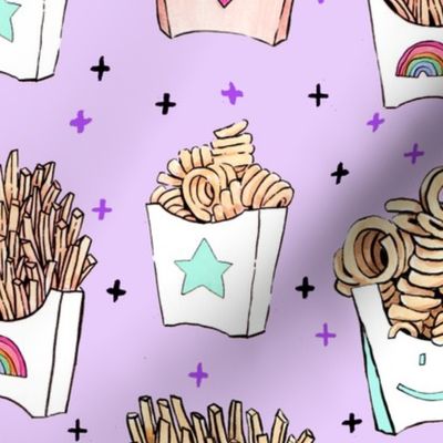 French Fries Purple LARGE // fast food, yum, food, fried, curly fries, eat, girly, tamara arcilla