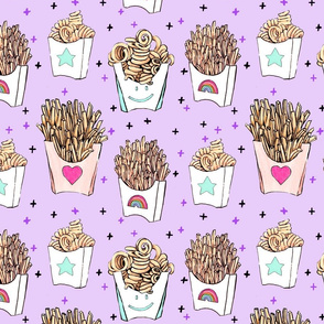 French Fries Purple LARGE // fast food, yum, food, fried, curly fries, eat, girly, tamara arcilla