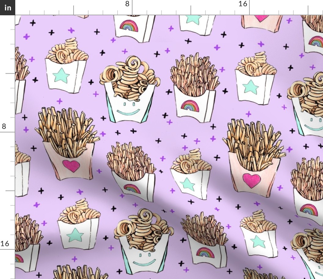 French Fries Purple LARGE // fast food, yum, food, fried, curly fries, eat, girly, tamara arcilla