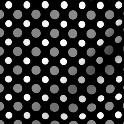 Black with gray and white dots