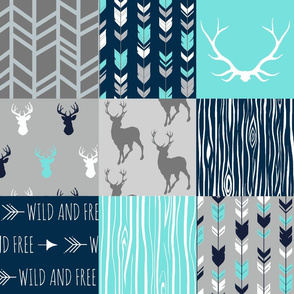 patchwork Deer - light teal/aqua custom color