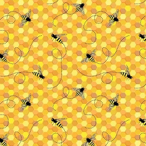 Bees on Honeycomb ~ Yellow