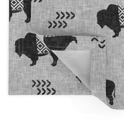 buffalo aztec on light grey linen