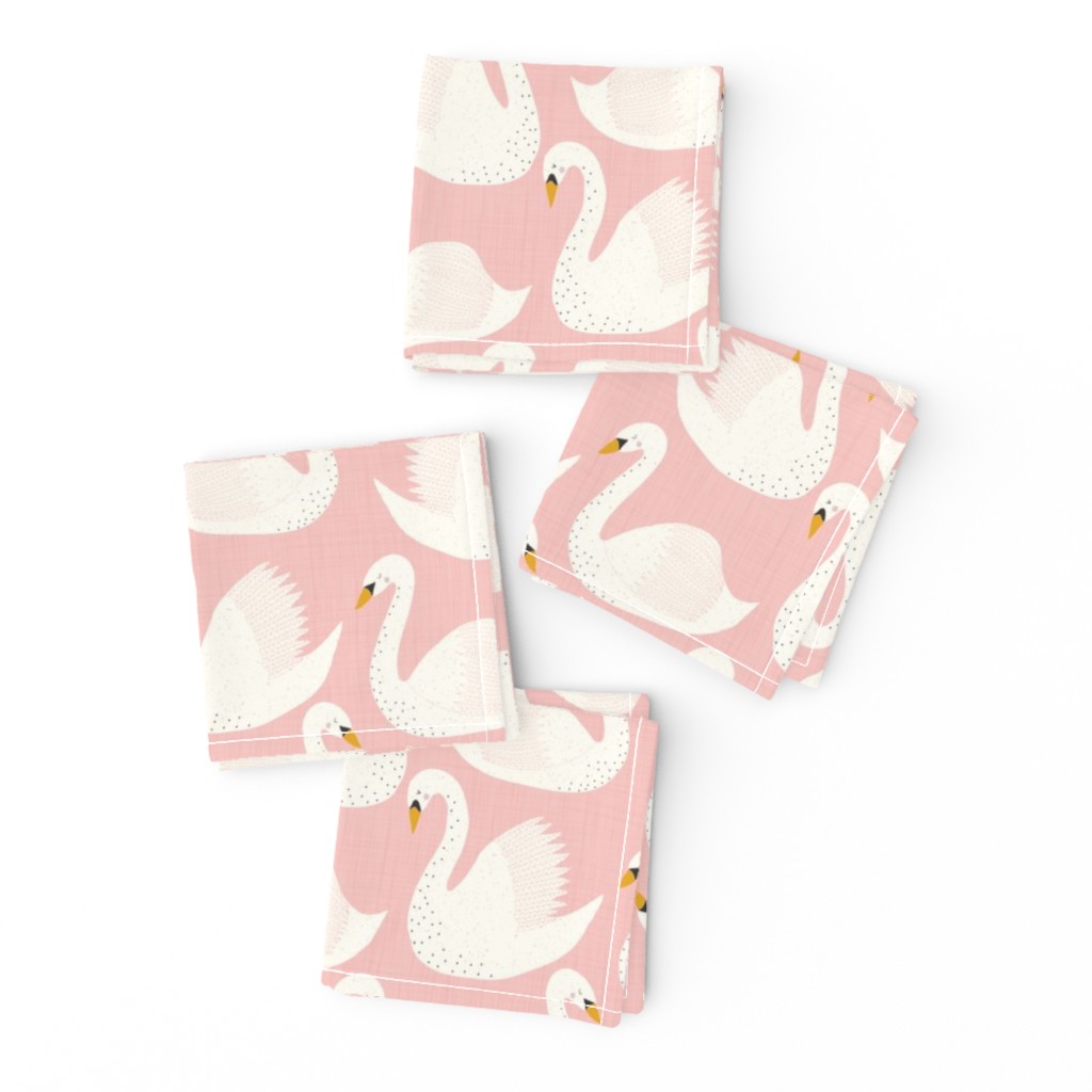 swimming swans on pink