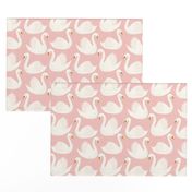 swimming swans on pink