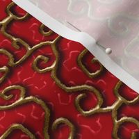 Faux Gold Iron Fence on Red