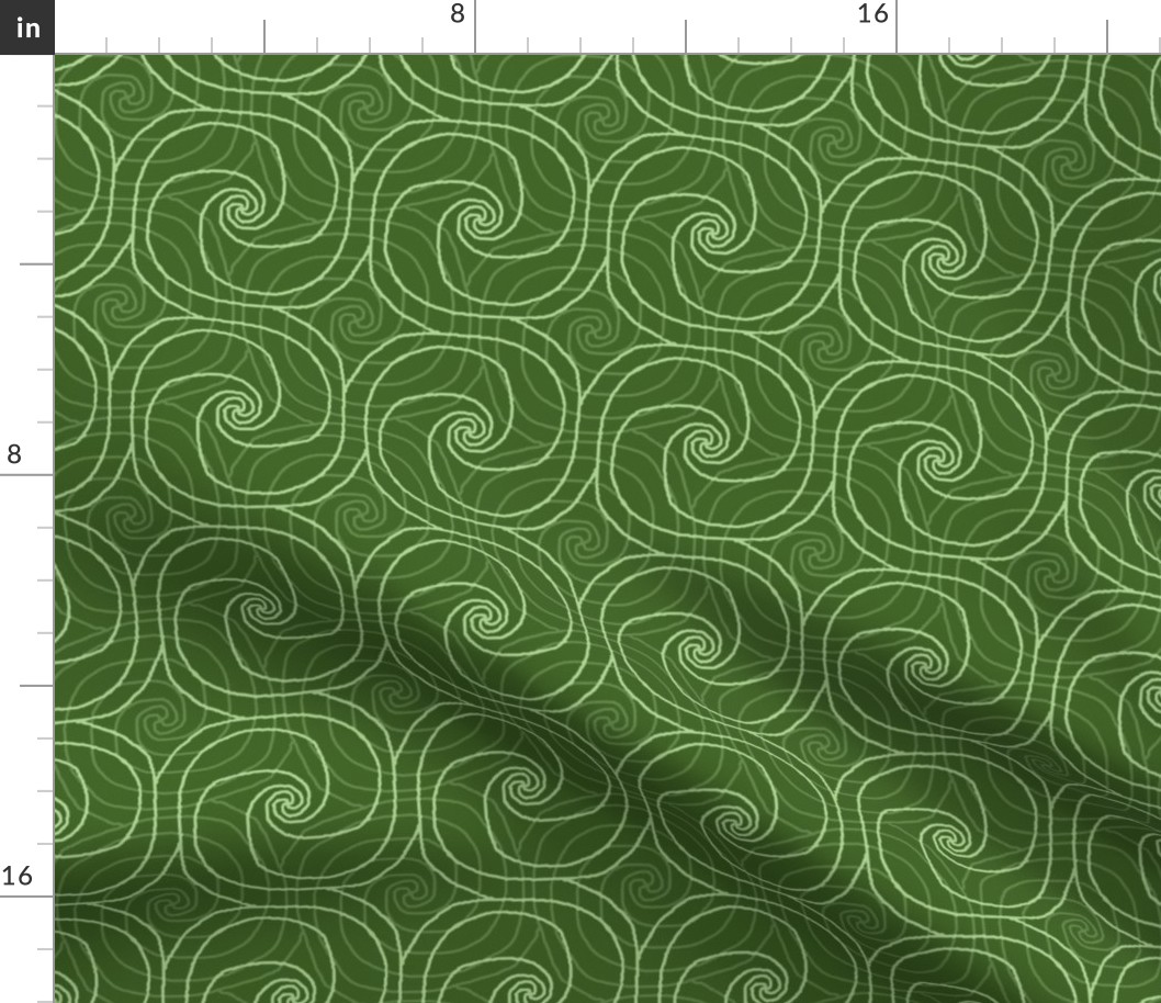 Green Overlapping Spirals