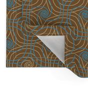 Cocoa and Turquoise Overlapping Spirals