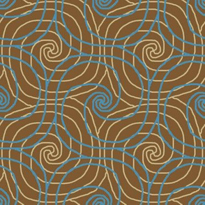 Cocoa and Turquoise Overlapping Spirals