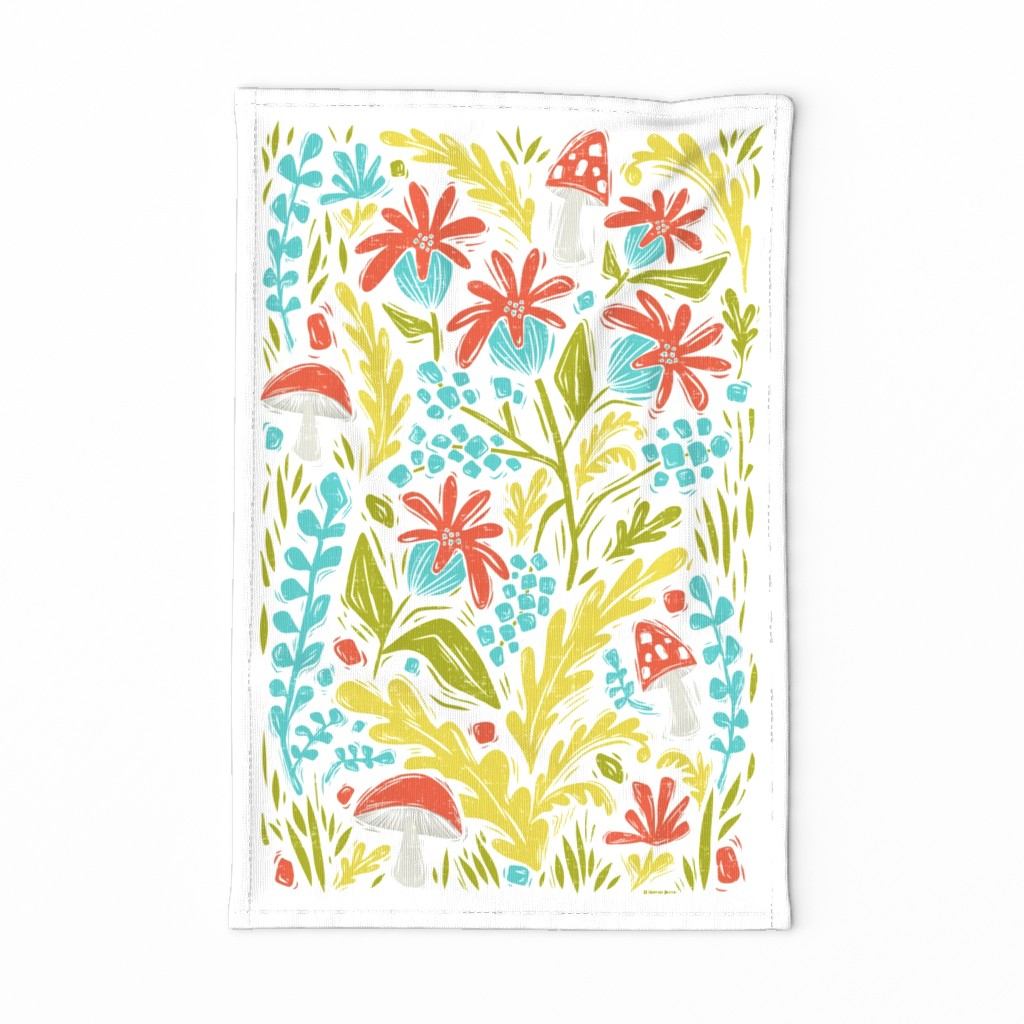 Botanical Forest Block Print Tea Towel