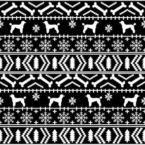 Poodle fair isle christmas dog silhouette fabric black