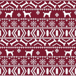 Poodle fair isle christmas dog silhouette fabric ruby