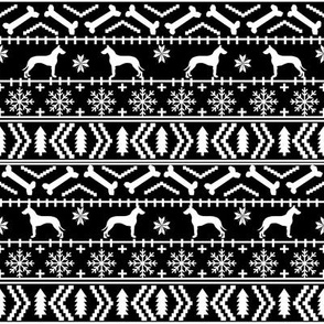 Great Dane fair isle christmas dog silhouette fabric black and white
