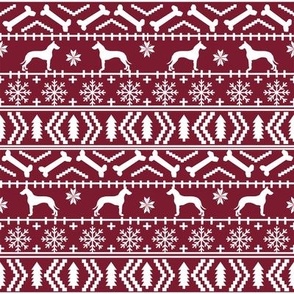 Great Dane fair isle christmas dog silhouette fabric ruby