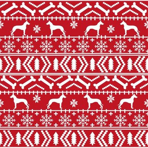 Great Dane fair isle christmas dog silhouette fabric red