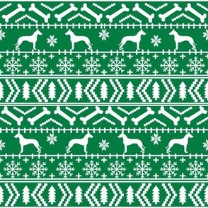 Great Dane fair isle christmas dog silhouette fabric green