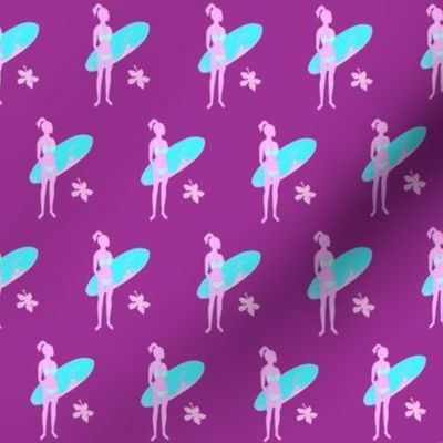 Surf Bunny purple//hand drawn girls surf design