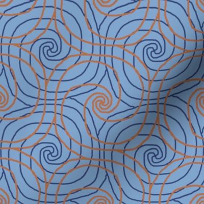 Blue and Orange Overlapping Spirals