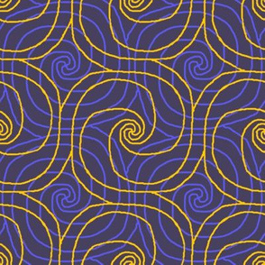 Navy and Yellow Overlapping Spirals