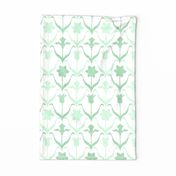 Art Nouveau Flowers - White Mint Green