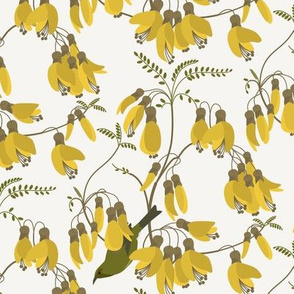 Vintage Kowhai with Bellbirds