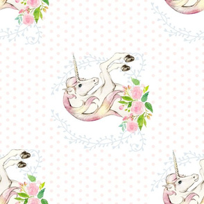 14" Sweet Floral Unicorn Polka Dots 