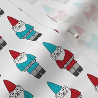 gnome fabric // winter christmas gnomes elves design mythical magic fantasy - blue and red