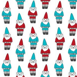 gnome fabric // winter christmas gnomes elves design mythical magic fantasy - blue and red