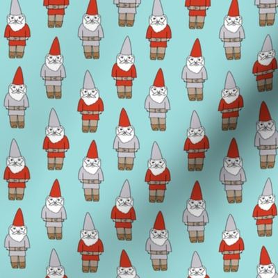 gnome fabric // winter christmas gnomes elves design mythical magic fantasy - light blue