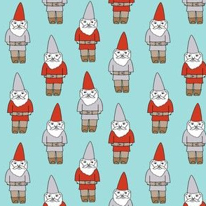 gnome fabric // winter christmas gnomes elves design mythical magic fantasy - light blue