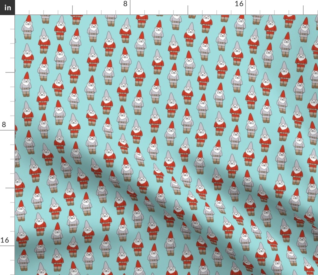 gnome fabric // winter christmas gnomes elves design mythical magic fantasy - light blue