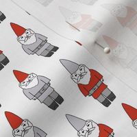 gnome fabric // winter christmas gnomes elves design mythical magic fantasy - white grey