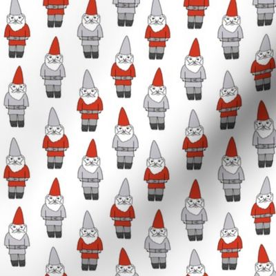 gnome fabric // winter christmas gnomes elves design mythical magic fantasy - white grey